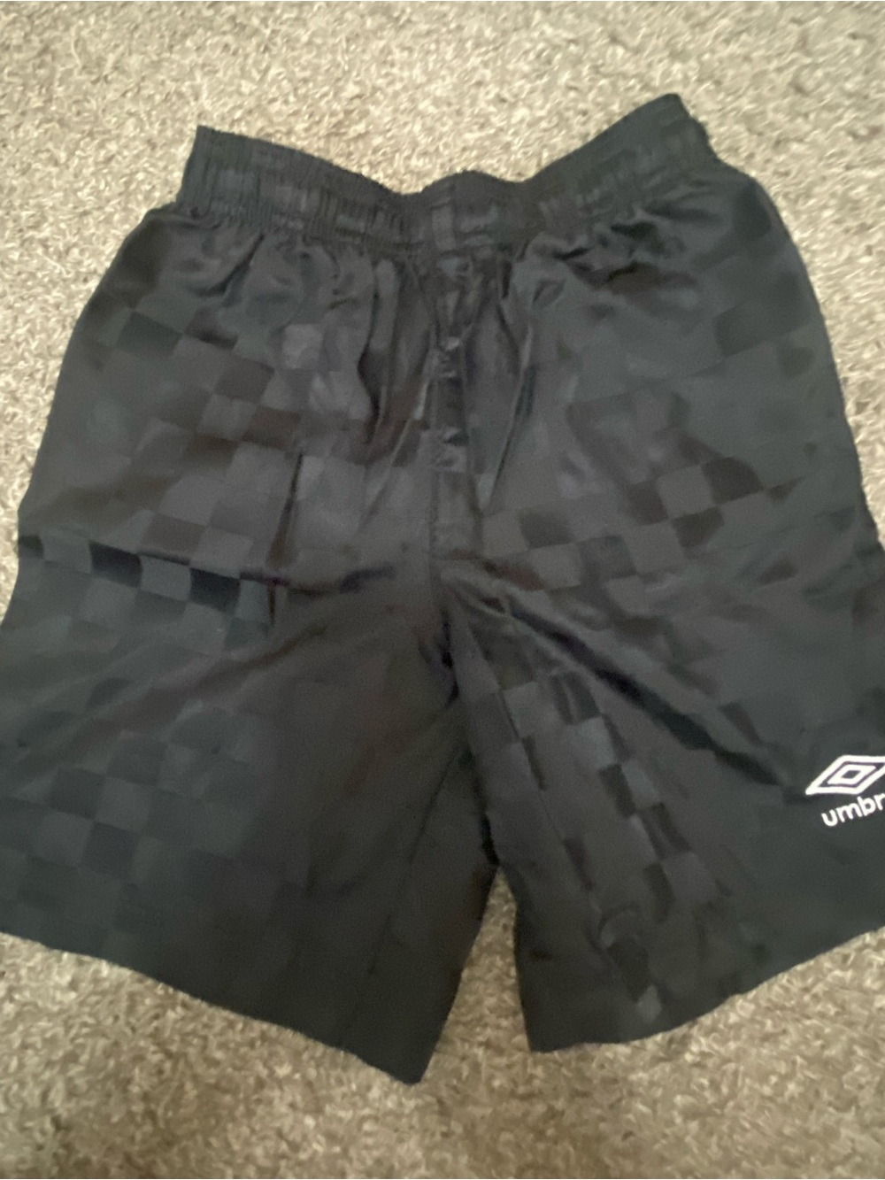 Umbro Black Checkered Kids Athletic Shorts